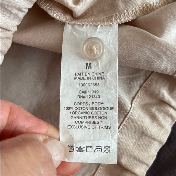 Dynamite Beige Cropped Button-Down Women's Shirt Drawstring Waist, Size M - Picture 8 of 8